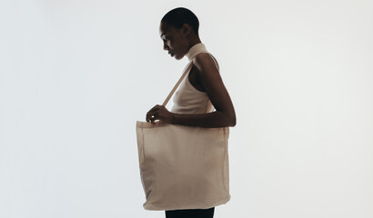 Elegant blank canvas tote bag mockup for luxury branding