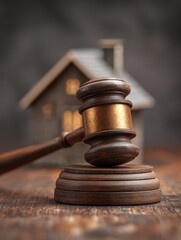 law and justice real estate house auction concept showcases fairness and transparency of process with a judges gavel resting confidently on a sturdy wooden table symbolizing authority and integrity 
