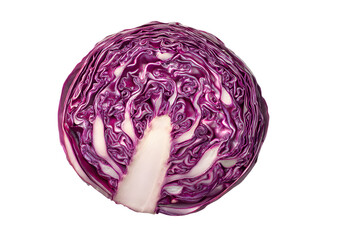 Fototapeta premium Close up of a half of red cabbage isolated on transparent background