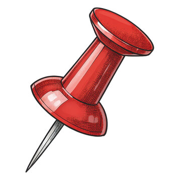 Red push pin isolated on transparent background image, office supply pin close-up png, red thumbtack isolated png, stationery tool on clear background png, push pin on transparent surface png