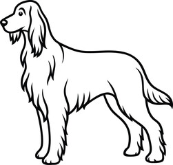 Line Art Illustration of Irish Setter Dog Full Body Cute Cartoon Vector, Full Body Irish Setter Line Art, Cartoon Dog Line Illustration, Cute Irish Setter Vector