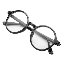 Black plastic round nerd eyeglasses isolated cutout png transparent background image optical accessory eyewear design fashion glasses close-up image photo transparent eyeglass frames