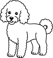 Cartoon Vector Illustration of Curly Haired Doodle Dog Cute Puppy Artwork, Curly Haired Doodle Dog Cartoon Vector, Cute Cartoon Doodle Puppy Drawing, Fluffy Doodle Dog Illustration