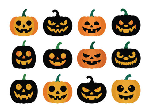 Halloween Pumpkin Carving A Vibrant Sticker Set Illustration