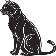Scottish Fold Cat Silhouette Sitting Pose with Folded Ears Elegant Pet Vector Illustration, Scottish Fold Cat Sitting Silhouette, Folded Ear Kitten Outline Vector, Cute Sitting Cat Shadow Clipart