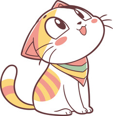 Colorful Cartoon Scottish Fold Cat Cute Round Face Pet Kitten Vector Illustration, Scottish Fold Cat Cartoon Vector, Cute Round Face Kitten Illustration, Funny Colorful Pet Cat Clipart