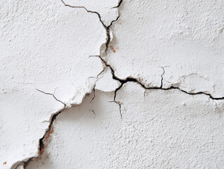 Obraz premium Close-up image of a worn, rough concrete or similar textured surface with pronounced jagged cracks, muted color scheme gray dominant No objects, no human presence Even lighting - AI-Generated