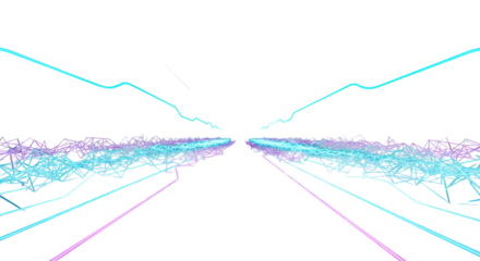 Dynamic, glowing network lines and abstract light trails flow through a sleek, minimalist digital landscape against a deep, dark, futuristic background, emphasizing depth, global communication concept