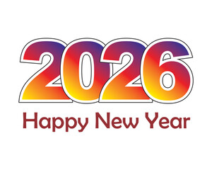 creative 2026 flat typography style new year celebration vector