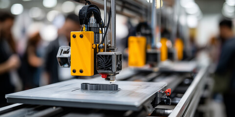 Fototapeta premium Innovative production line showcasing advanced manufacturing technology in action at a modern facility