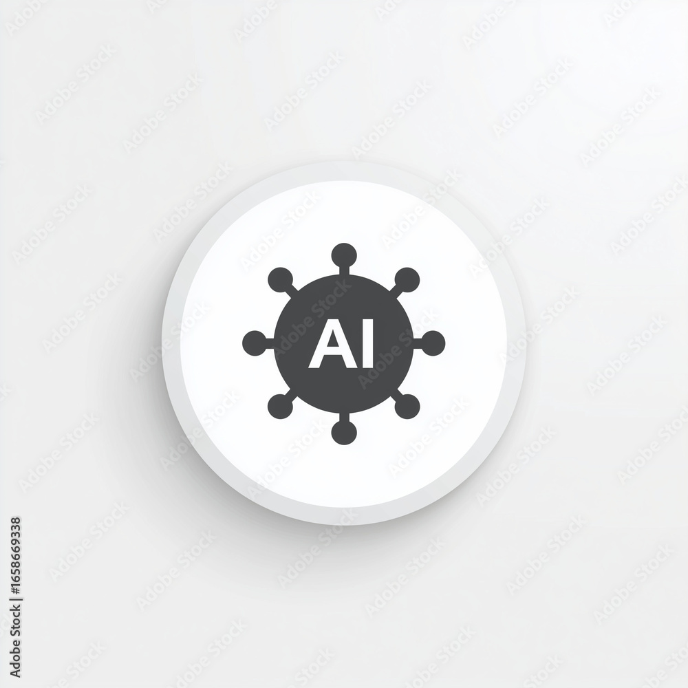 Wall mural vector flat icon of an artificial intelligence button showcasing a modern design