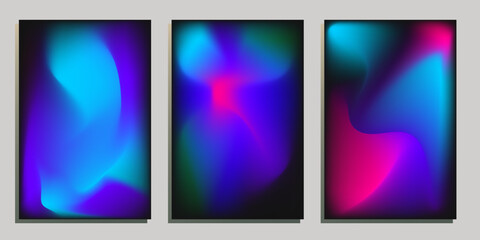 Set of card templates with abstract gradient background