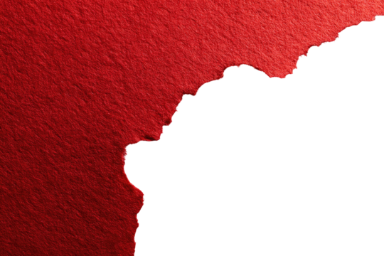 A deep crimson red surface with a ragged, black hole