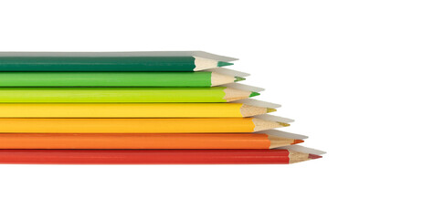 Creative Energy efficiency rating chart concept. Colorful colored pencils on white background