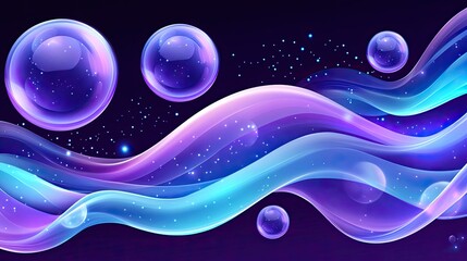 Abstract, colorful waves and bubbles