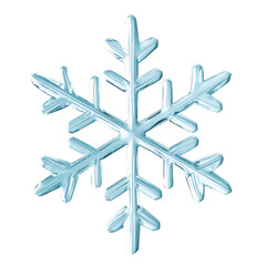 single glass snowflake on blue gradient