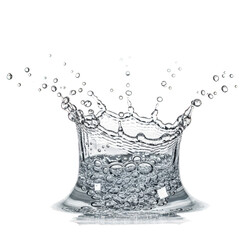 Water splash with drops isolated on transparent background for design element