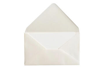 Open white envelope with a blank card for sending greetings