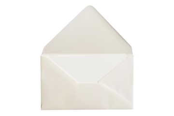 Open white envelope with a blank card for sending greetings