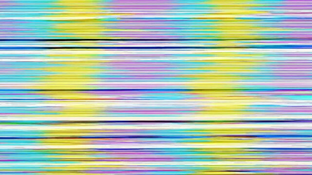 Abstract digital art piece with horizontal lines in blue yellow and pink colors