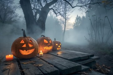 halloween pumpkin in the graveyard