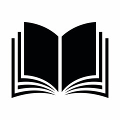 Open Book Silhouette Vector Icon for Education Knowledge and Learning Library