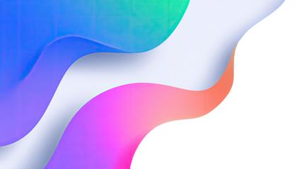 Abstract graphic design featuring overlapping, flowing shapes of vibrant, gradient colors