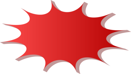 Gradient red 3D burst shape isolated on transparent background