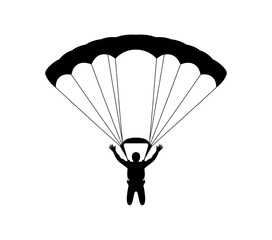 paraglider silhouette on black