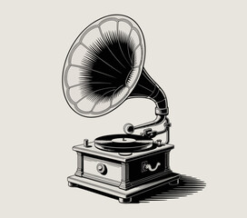 vintage gramophone vinyl ready vector illustration