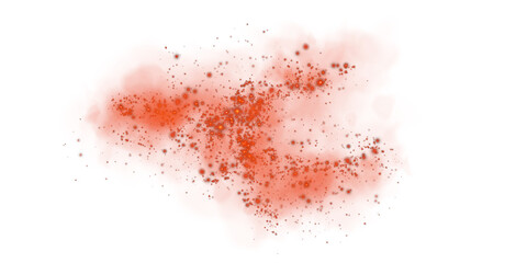 A soft red dust cloud drifts through the air, illuminated by tiny glowing particles.