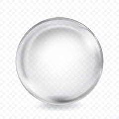 Translucent gray sphere with highlights and soft shadow on transparent background, vector illustration for design projects and creating creative works.