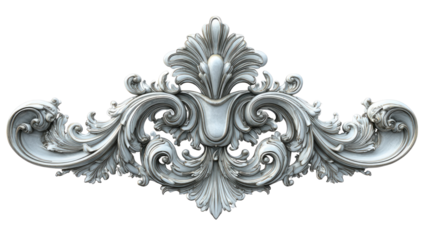 Ornate, light gray, decorative trim