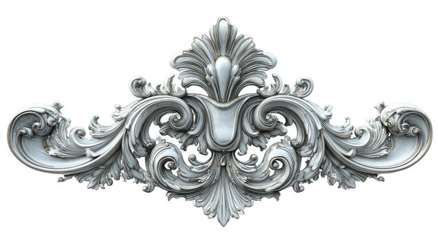 Ornate, light gray, decorative trim
