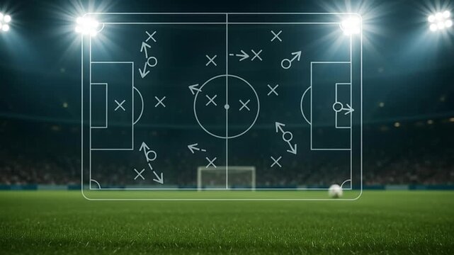 Soccer Tactic Board Behind Ball on Pitch