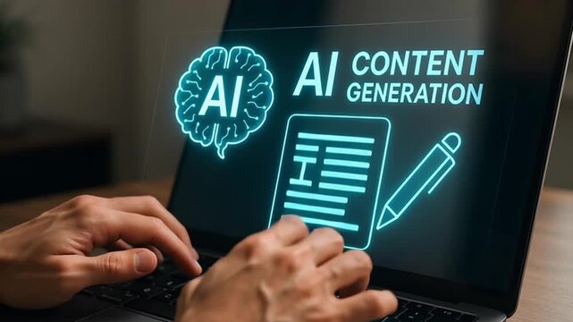AI Content Generation Interface on Laptop