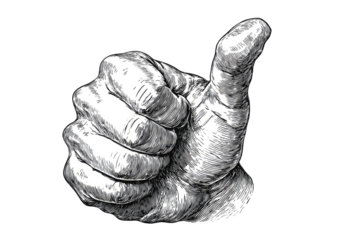 Detailed hand drawing of a human hand giving a thumbs up gesture