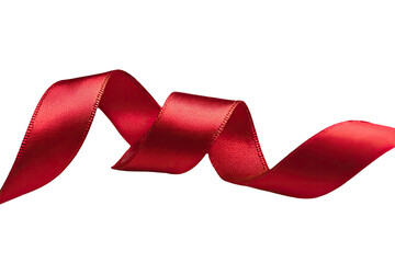 A vibrant crimson satin ribbon, swirled and flowing against a black background