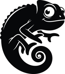 silhouette chameleon art black vector