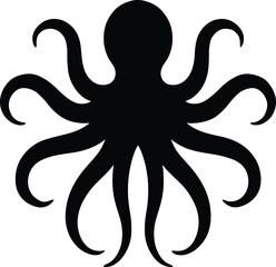 silhouette of an octopus viewed from above black vector