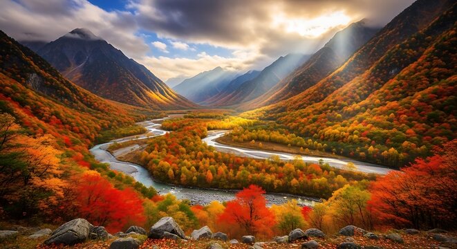Panoramic Autumn Hills at Sunset
