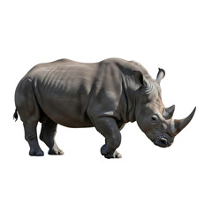 Obraz premium Majestic white rhinoceros standing proudly captured in a detailed portrait transparent background