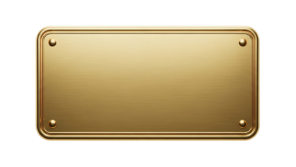Elegant shiny gold plaque template with transparent background