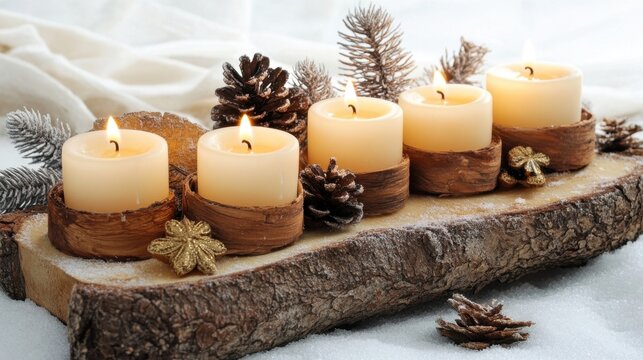 Rustic Wooden Advent Candle Holder. - Powered by Adobe