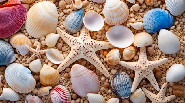 shells on the sand on the seashore. Selective focus. nature.