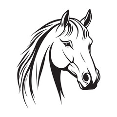 Horse head silhouette icon in black color. Vector template. 