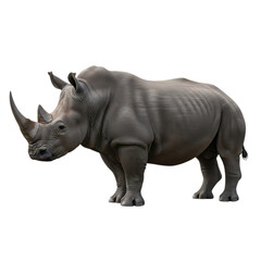 Obraz premium Majestic white rhinoceros standing proudly against a stark black backdrop transparent background