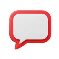 Fototapeta premium 3d rendered red and white speech bubble with a blank message area for text isolated on transparent background