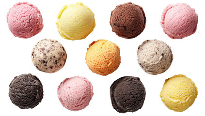 Assorted ice cream scoops, various flavors