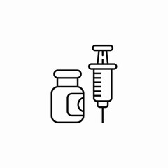 vaccine vial syringe icon sign vector